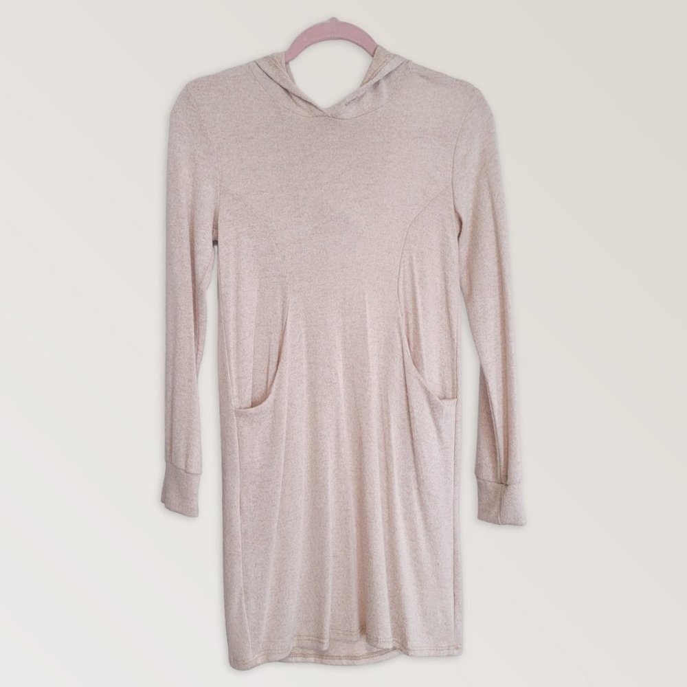 Pink Hooded Dress, Long Sweater With Pockets, Size S